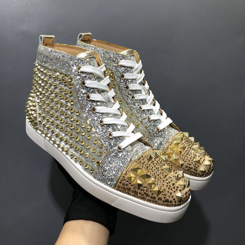 Christian Louboutin Mens Shoes Luxury Brand Red Bottom Design Louis Junior Spikes Flat with Original Box CL sneakers