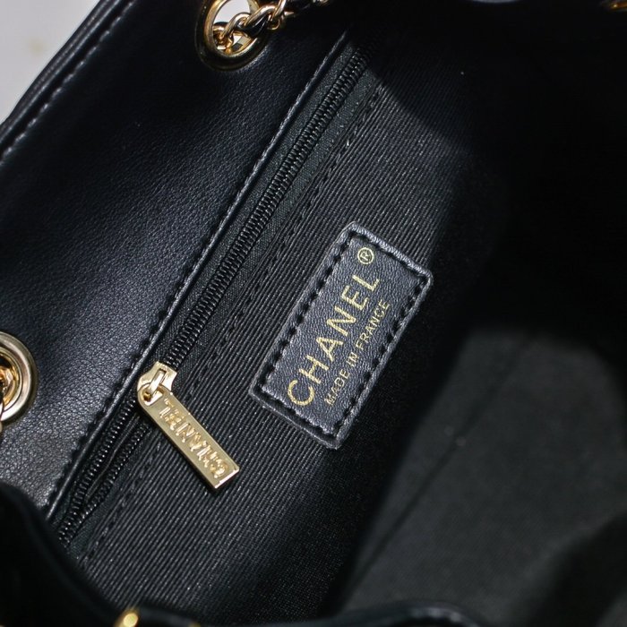 Chanel Womens Bags Drawstring Chain Bucket Bag
