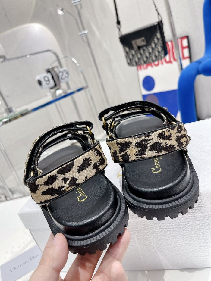 Dior Women Shoes Sandals Luxury Brand DIORACT SANDAL Multicolor Printed Silk with Original Box KCQ549MZS_S57P