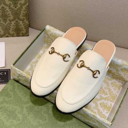 Gucci Womens Shoes Slippers Slides Casual Design Luxury Brand White Leather Princetown leather slipper with Original Box 423513 C9D00 9022