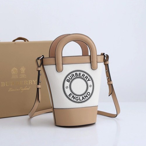 Burberry Womens Bag Logo Graphic Cotton Canvas Peggy Bucket Bag