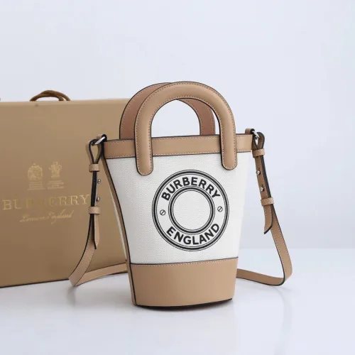 Burberry Womens Bag Logo Graphic Cotton Canvas Peggy Bucket Bag