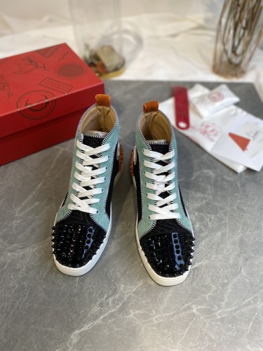 Christian Louboutin Mens Shoes Luxury Brand Red Bottom Design Louis Junior Spikes Flat with Original Box CL sneakers