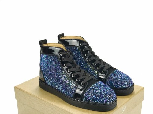 Christian Louboutin Mens Shoes Luxury Brand Red Bottom Design Louis Junior Spikes Flat with Original Box CL sneakers