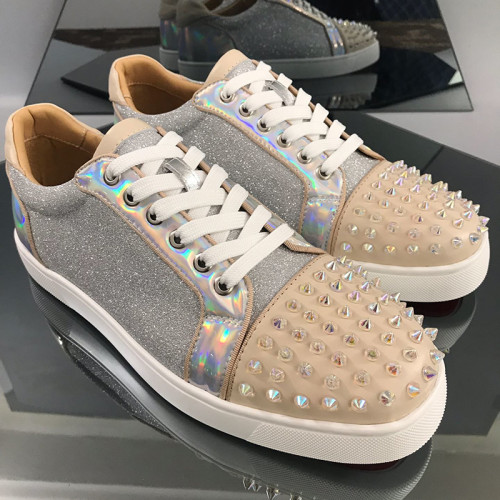 Christian Louboutin Mens Shoes Luxury Brand Red Bottom Design Louis Junior Spikes Flat with Original Box CL sneakers