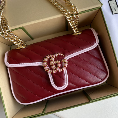 Gucci Womens Bags Shoulder Messenger Bag Luxury Brand Gucci GG Marmont matelassé mini bag with Original Box 446744 UM8AN 1711