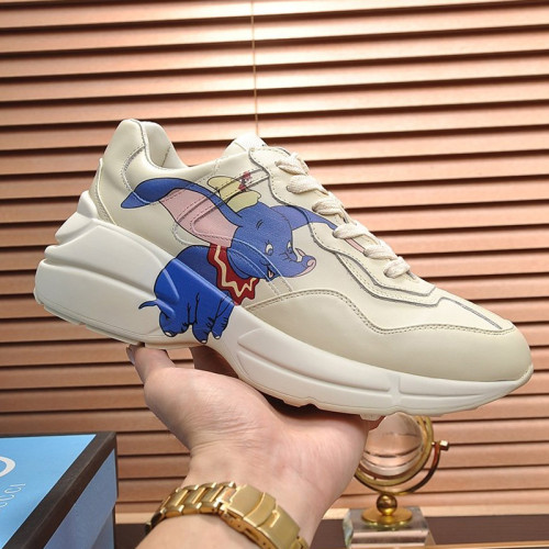 Gucci Women Shoes Women's Rhyton Gucci logo leather sneaker Luxury Brand with Original Box