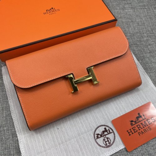 Hermes Womens Mens Wallets Purse Constance Clutch Leather Design Coin Bag with Original Box