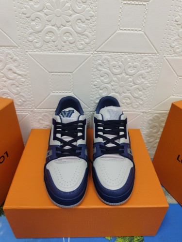 Louis Vuitton Womens Shoes Fashion Sneakers Design Luxury Brand LV TRAINER SNEAKER Mix of materials with Original Box 1A9JI9