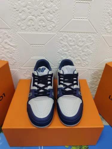 Louis Vuitton Womens Shoes Fashion Sneakers Design Luxury Brand LV TRAINER SNEAKER Mix of materials with Original Box 1A9JI9