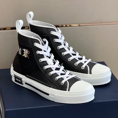 Dior Mens Shoes Sneakers Casual Luxury Brand B23 HIGH-TOP SNEAKER Dior Oblique Canvas with Original Box 3SH118ZMK_H761