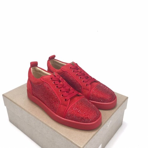 Christian Louboutin Mens Shoes Luxury Brand Red Bottom Design Louis Junior Spikes Flat with Original Box CL sneakers
