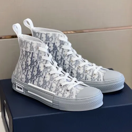 Dior Mens Shoes Sneakers Casual Luxury Brand B23 HIGH-TOP SNEAKER Dior Oblique Canvas with Original Box 3SH118ZMK_H761