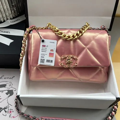 Chanel Womens Bags Shoulder Messenger Bags Chanel 19 Flap Bag Luxury Brand with Original Box