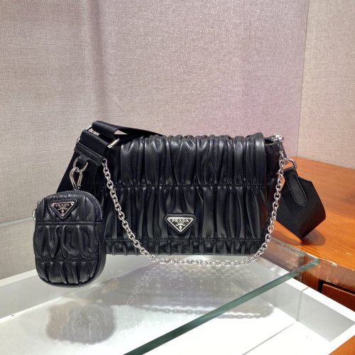 Prada Womens Bag Gaufré Nappa Leather Shoulder Bag