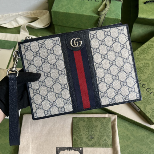 Gucci Mens Bags Clutch Pouch Luxury Brand Ophidia pouch with Web in GG Supreme with Original Box 672989 96IWT 8745