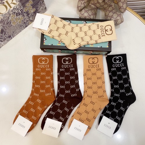 Gucci Socks 5 Pairs with Original Box Luxury Brand Breathable Gucci Sock