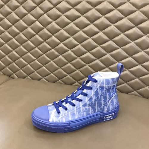 Dior Women Shoes Sneakers Casual Luxury Brand B23 HIGH-TOP SNEAKER Blue Dior Oblique Canvas with Original Box 3SH118ZMK_H561