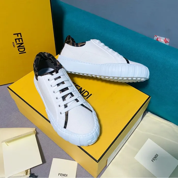 Fendi Mens Shoes FENDI FORCE White Canvas and TPU Low-tops 8E8110AF5AF1DV4 with Original Box