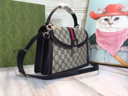 Gucci Womens Bags Shoulder Messenger Bag Luxury Brand Gucci Ophidia small top handle bag in GG supreme canvas with Original Box 651055 96IWN 4076