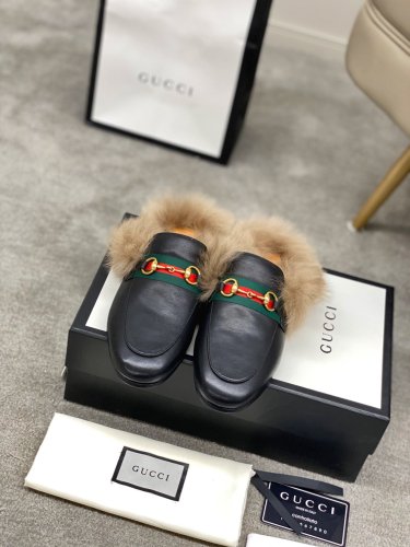 Gucci Womens Shoes Casual Loafers Design Luxury Brand Leather Princetown with Original Box