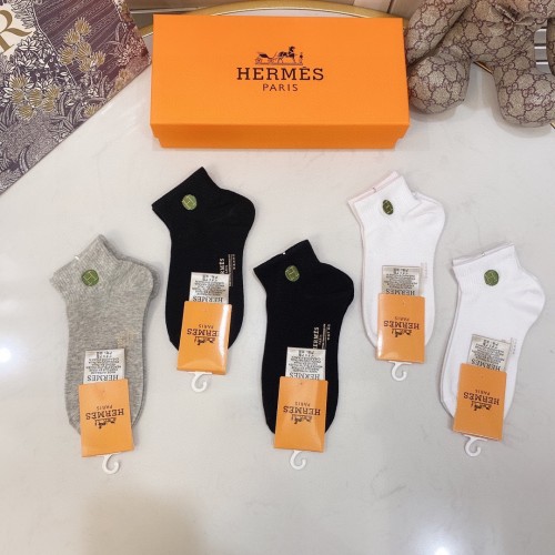 Hermes Socks 5 Pairs with Original Box Luxury Brand Breathable Hermes Sock