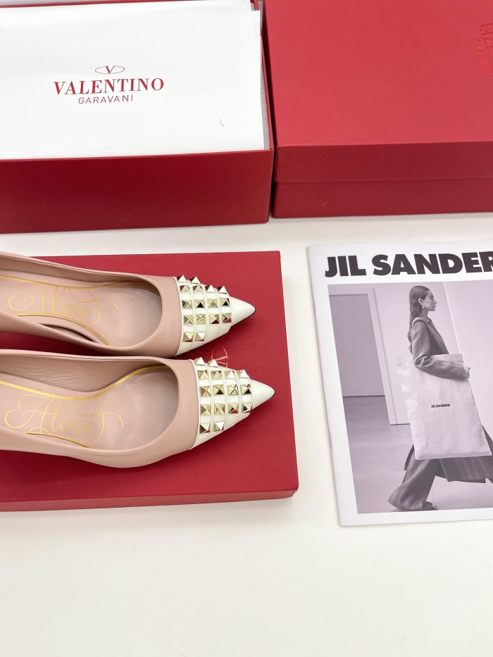 Valentino Womens Shoes ROCKSTUD SLINGBACK PUMP WITH SCULPTED HEEL IN KIDSKIN with Original Box 8cm Heel Design