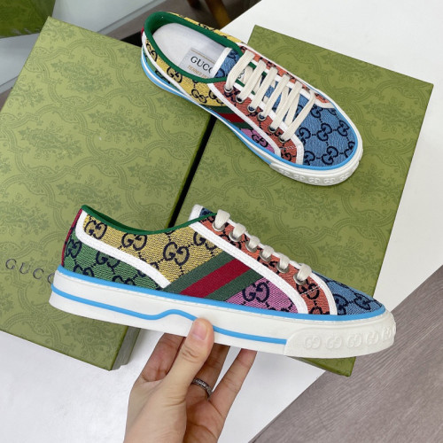 Gucci Womens Shoes Fashion Type Luxury Brand Leather Women's Gucci Tennis 1977 GG Multicolor sneaker 663680 2UZ60 4275 with Original Box