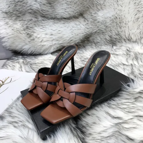 Saint Laurent YSL Womens Shoes TRIBUTE HEELED MULES IN SMOOTH LEATHER 9CM