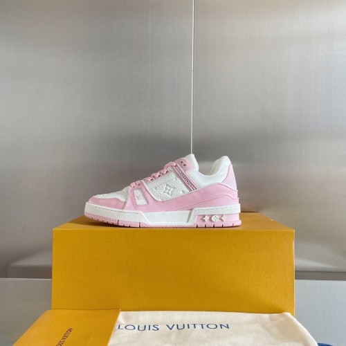 Louis Vuitton Men Shoes Fashion Sneakers Design Luxury Brand LV TRAINER SNEAKER Pink Mix of materials with Original Box 1AA6YA