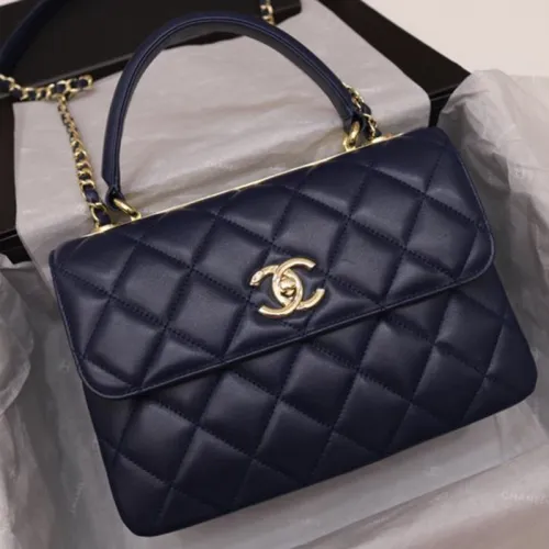 Chanel Womens Shoulder Bags Luxury Brand with Original Box Small Flap Bag With Top Handle Lambskin & Gold-Tone Metal
