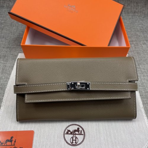 Hermes Womens Mens Wallets Purse Kelly Bag Clutch Leather Design Coin Bag with Original Box