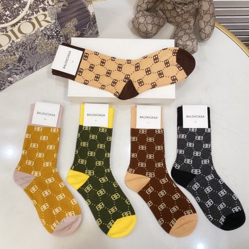 Balenciaga Socks 5 Pairs with Original Box Luxury Brand Breathable Balenciaga Sock