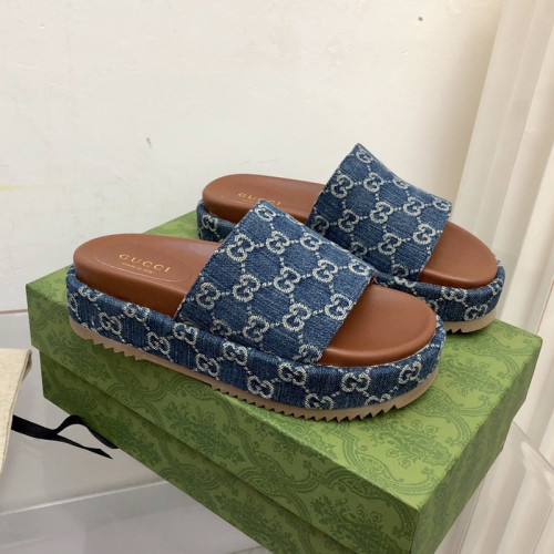 Gucci Womens Shoes Sandals Slides Slippers Luxury Brand Thick Sole Design Women's GG canvas slide sandal with Original Box 624695 H6320 9763