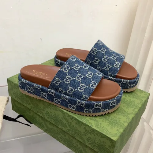 Gucci Womens Shoes Sandals Slides Slippers Luxury Brand Thick Sole Design Women's GG canvas slide sandal with Original Box 624695 H6320 9763