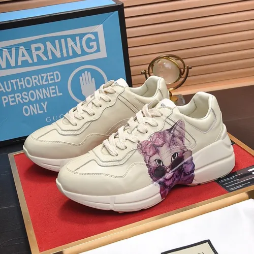 Gucci Mens Shoes Sneakers Luxury Brand Men's Rhyton leather sneaker with Original Box