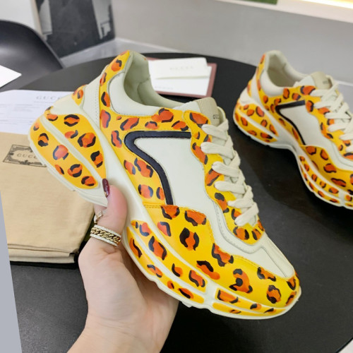 Gucci Women Shoes Women's Rhyton Gucci logo leather sneaker Luxury Brand with Original Box