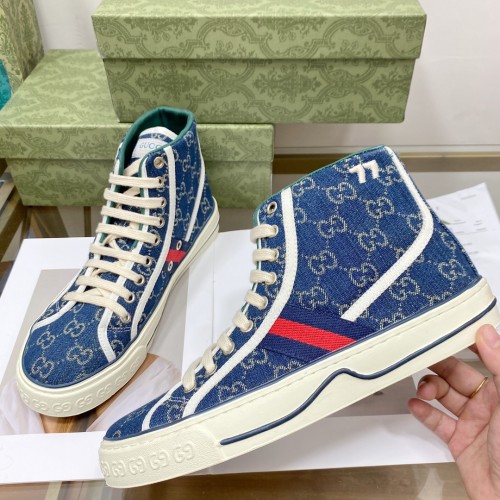 Gucci Womens Shoes Fashion Type Luxury Brand Leather Women's Gucci Tennis 1977 high top sneaker with Original Box
