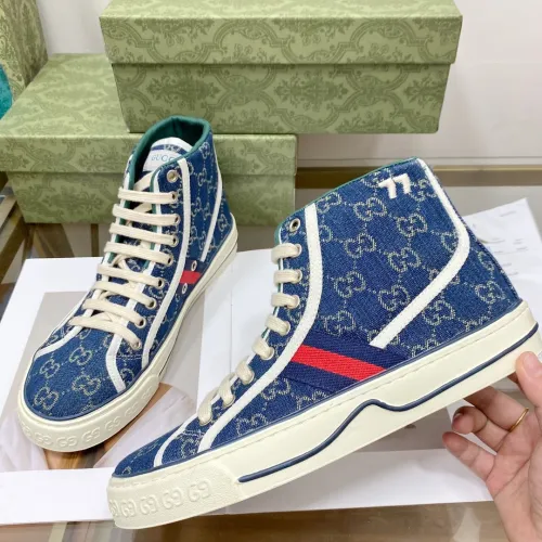 Gucci Womens Shoes Fashion Type Luxury Brand Leather Women's Gucci Tennis 1977 high top sneaker with Original Box