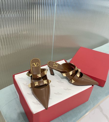 Valentino Women Shoes Mule Flip Flop Sandals ROMAN STUD MULE IN CALFSKIN 65 MM with Original Box