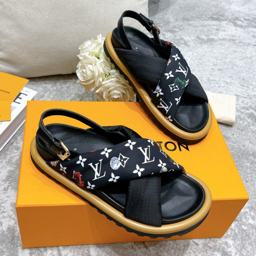 Louis Vuitton Womens Shoes Sandals Slippers Luxury Brand Louis Vuitton POOL PILLOW COMFORT SANDAL Recycled, printed nylon with Original Box 1A9PP5