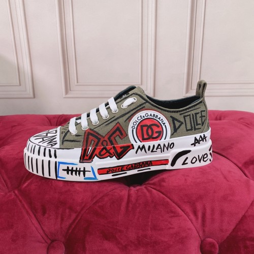 Dolce & Gabbana Mens Shoes Sneakers Rubber Sole Luxury Brand Two-tone canvas Portofino Light low-top sneakers with DG logo Men Casual Shoes with Original Box