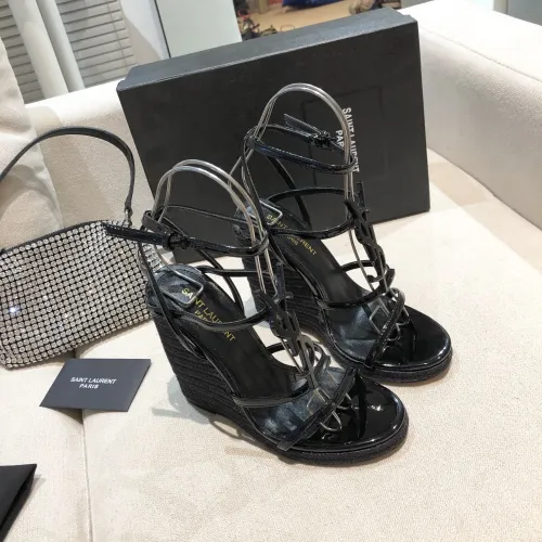 Yves Saint Laurent YSL Women Shoes Sandals Luxury Brand TRIBUTE ESPADRILLES WEDGE IN SMOOTH LEATHER with Original Box
