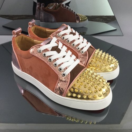 Christian Louboutin Mens Shoes Luxury Brand Red Bottom Design Louis Junior Spikes Flat with Original Box CL sneakers