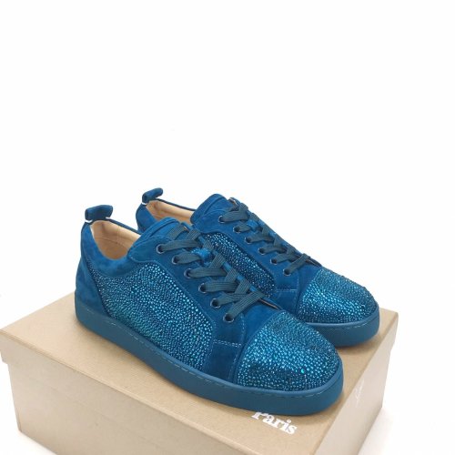 Christian Louboutin Mens Shoes Luxury Brand Red Bottom Design Louis Junior Spikes Flat with Original Box CL sneakers