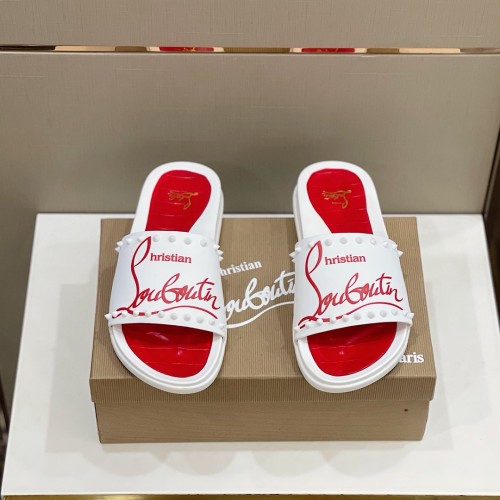 Christian Louboutin CL Men Shoes Slippers Luxury Brand Red Botton Mens Slides with Original Box