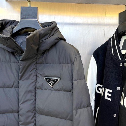 Prada Mens Womens Winter Windprood Down Jackets Keep Warm 90% White Duck Down