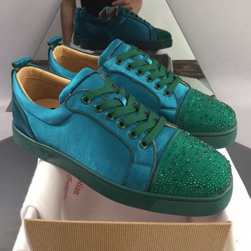 Christian Louboutin Mens Shoes Luxury Brand Red Bottom Design Louis Junior Spikes Flat with Original Box CL sneakers