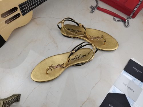 Yves Saint Laurent YSL Women Shoes Sandals Slippers Luxury Brand Genuine Leather Sole Womens Slippers with Original Box