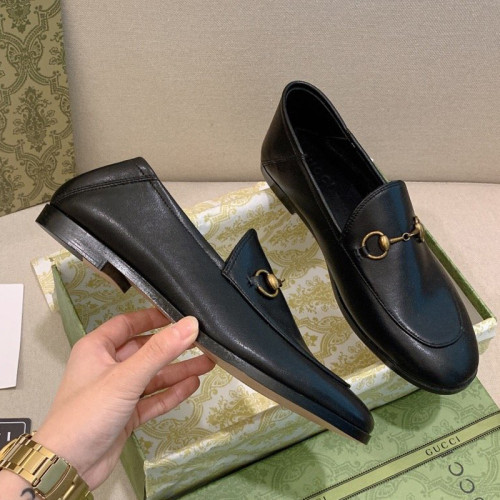 Gucci Womens Shoes Casual Design Loafers Leather Black Leather Horsebit loafer 414998 DLC00 1000 with Original Box